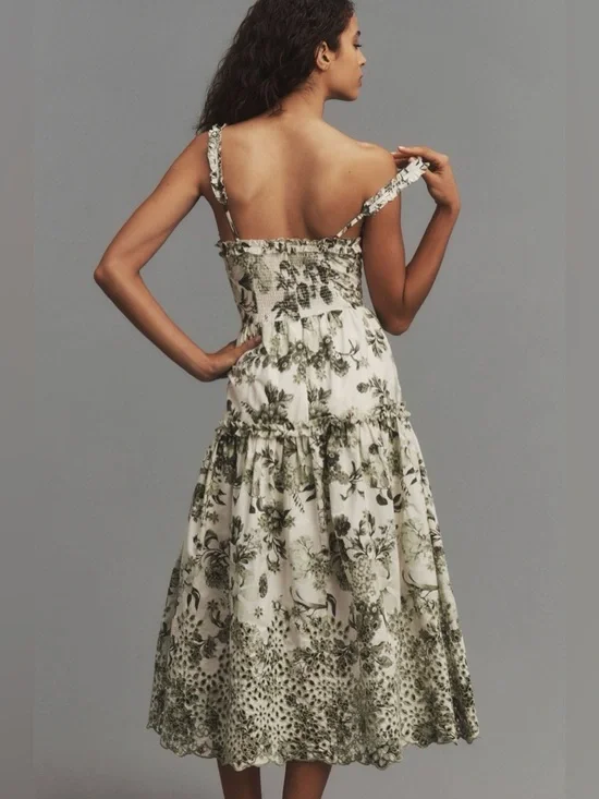 Anthropologie Sleeveless Sweetheart A-Line Midi Dress Size Large - Picture 2 of 11